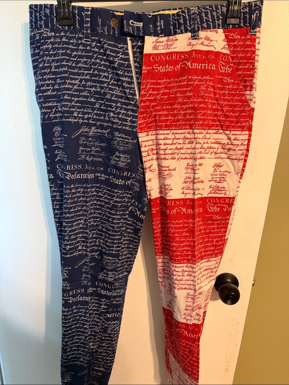 Loudmouth Multicolor Script Patchwork Pants - Red, Navy, Yellow